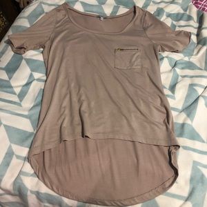 Tan top with front chest zipper pocket